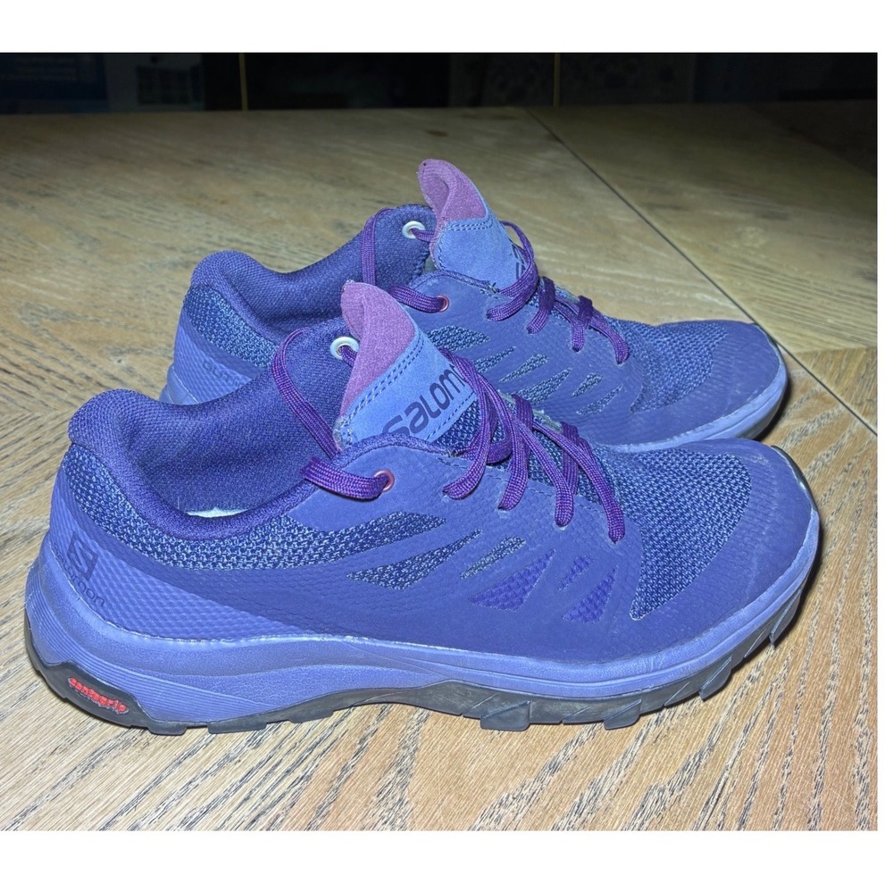 Salomon Outline Purple Blue Hiking Shoes Womens 7.5 Low Top Trail Sneaker 404861